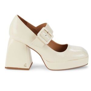 CIRCUS NY BY SAM EDELMAN Khiara Faux Leather Ivory Flared Heel Mary Janes 8.5